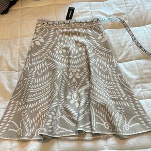 Cream two toned patterned sweater skater skirt